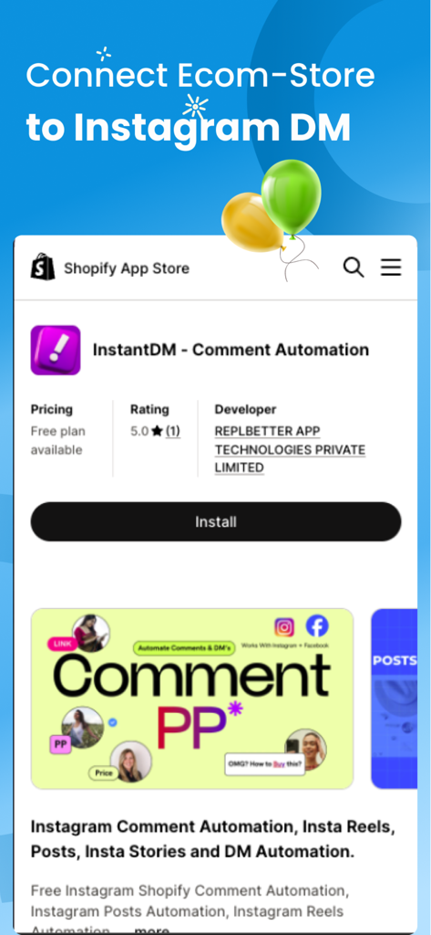 Insta DM App - InstantDM - Connect Shopify store to Instagram DM with InstantDM app