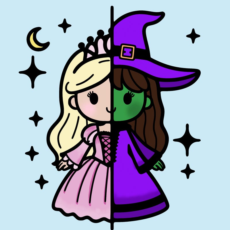split princess and witch