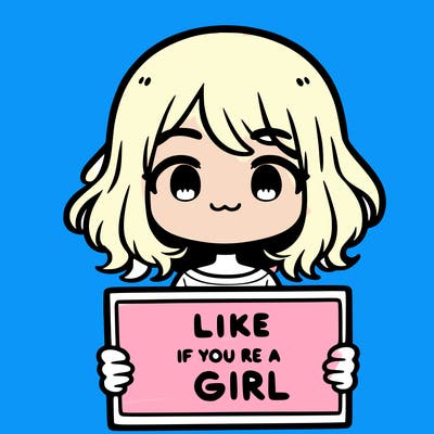 a cute girl holding a sign that says like if you’re a girl
