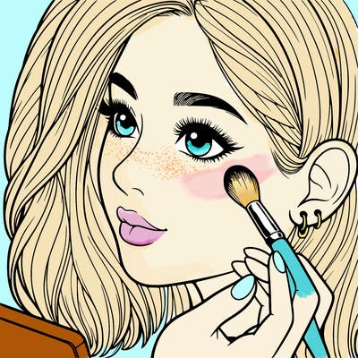 a realistic girl doing her makeup