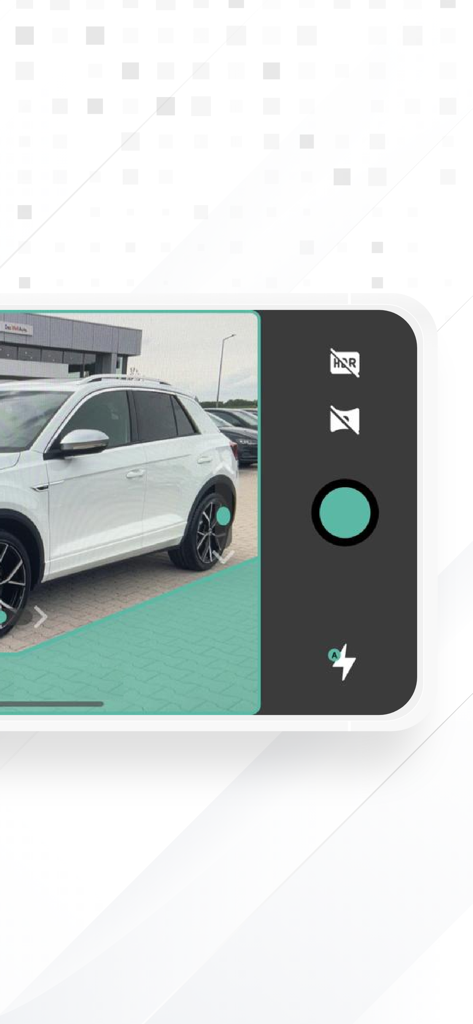 Autofox App-Kameraoberfläche mit Ausrichtungsleitfäden für die Autofotografie