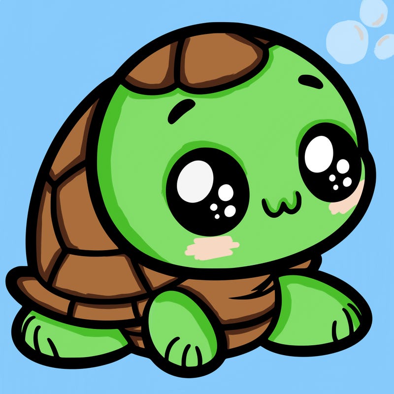 cute little animated turtle