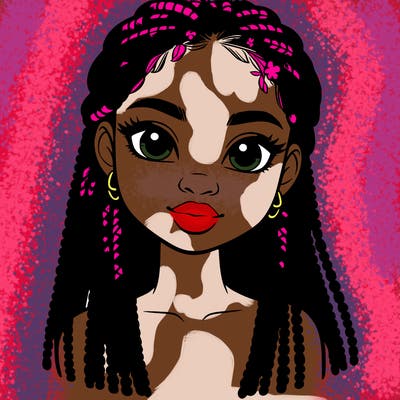 a realistic black girl with braids