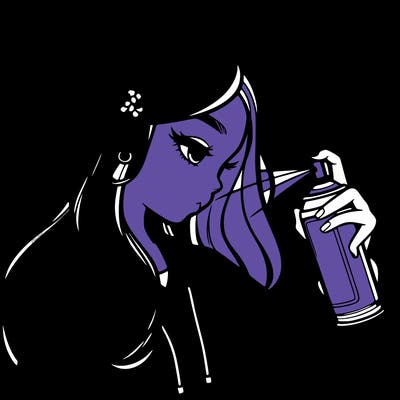 a realistic girl spray painting