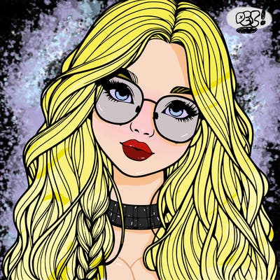 girl with long hair and freckles and glasses realistic