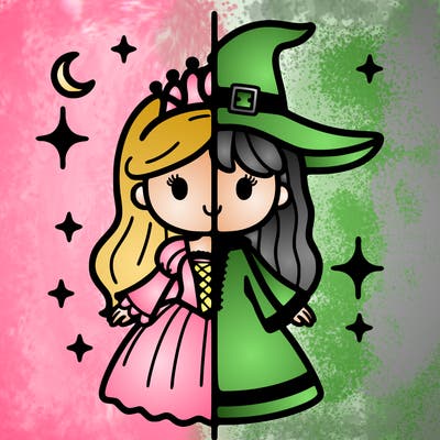 split princess and witch