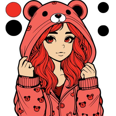 realistic girl in a animal pjs hoodie