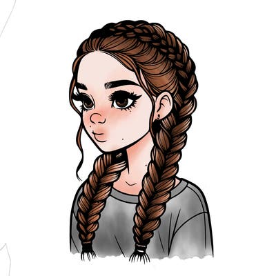 realistic girl with braids