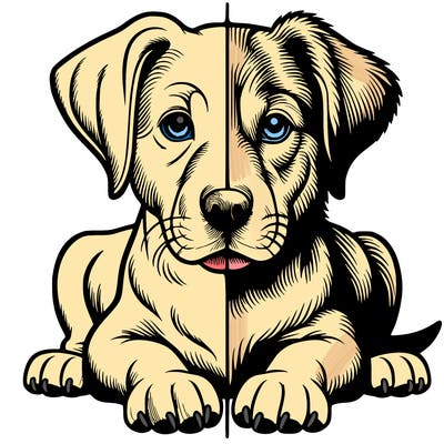 realistic dog split picture