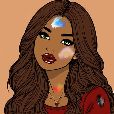 realistic girl with hair on her hair and lips