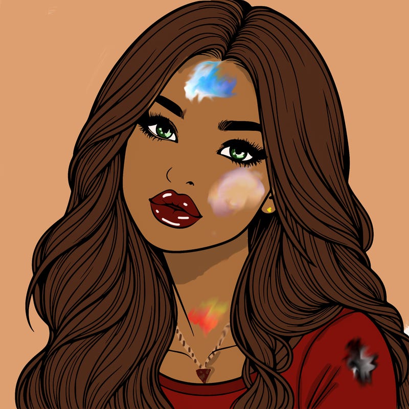 realistic girl with hair on her hair and lips