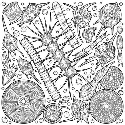 Embark on a fascinating journey into the invisible world beneath the waves with this detailed phytoplankton coloring page. Discover the intricate beauty of these essential marine organisms, ready for your creative touch.