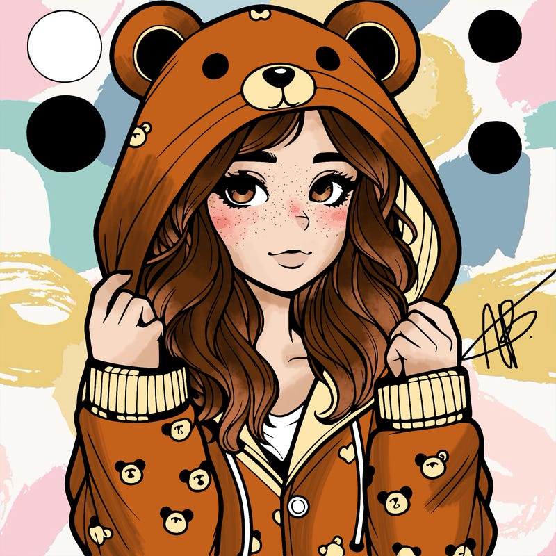 realistic girl in a animal pjs hoodie