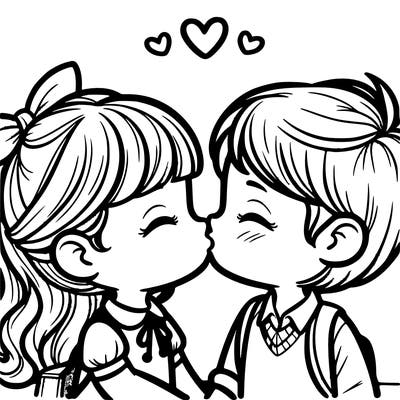 boy and girl kissing