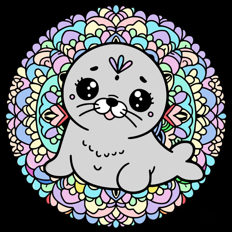 a cute baby seal mandala