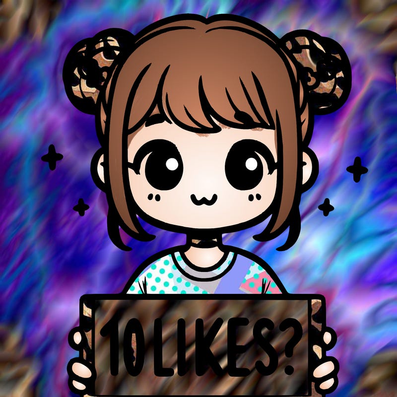 cute girl that is holding a sign that says 10 likes?