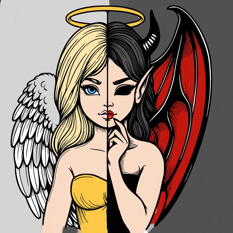 realistic angel half demon