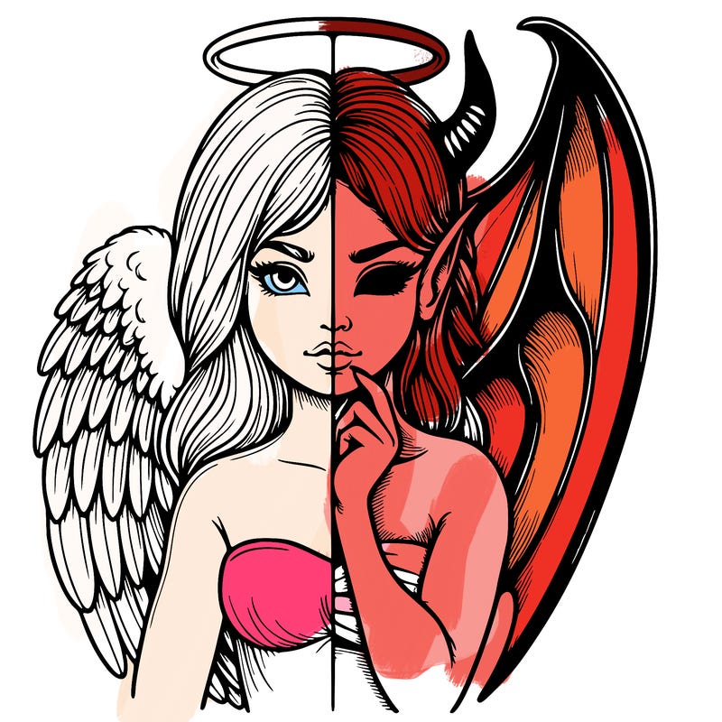 realistic angel half demon