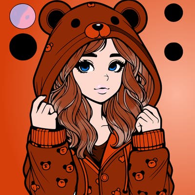 realistic girl in a animal pjs hoodie