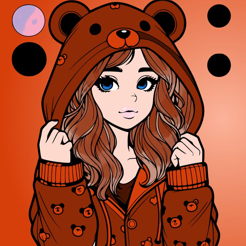 realistic girl in a animal pjs hoodie