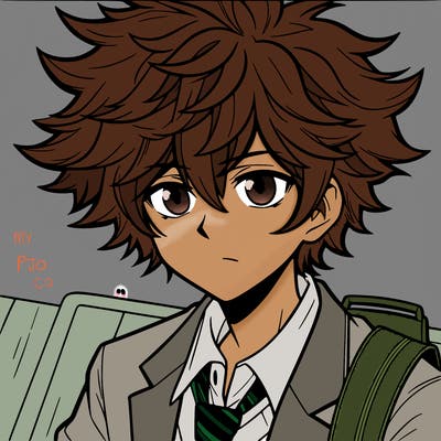 manga character boy with large hair