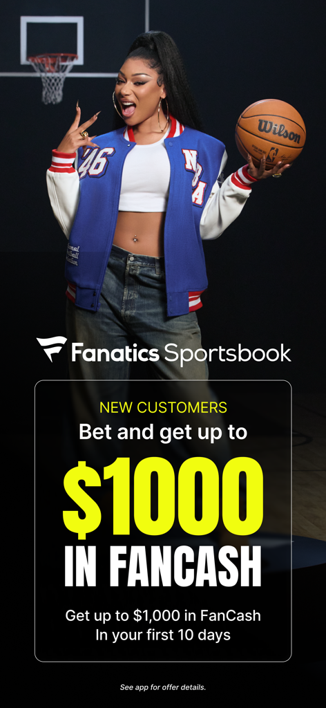 Fanatics Sportsbook promotional screen offering up to 1000 dollars in FanCash for new customers