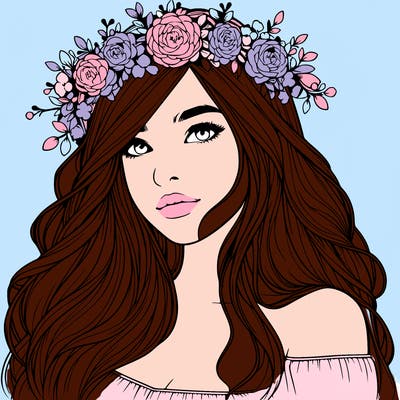 realistic girl with flower crown