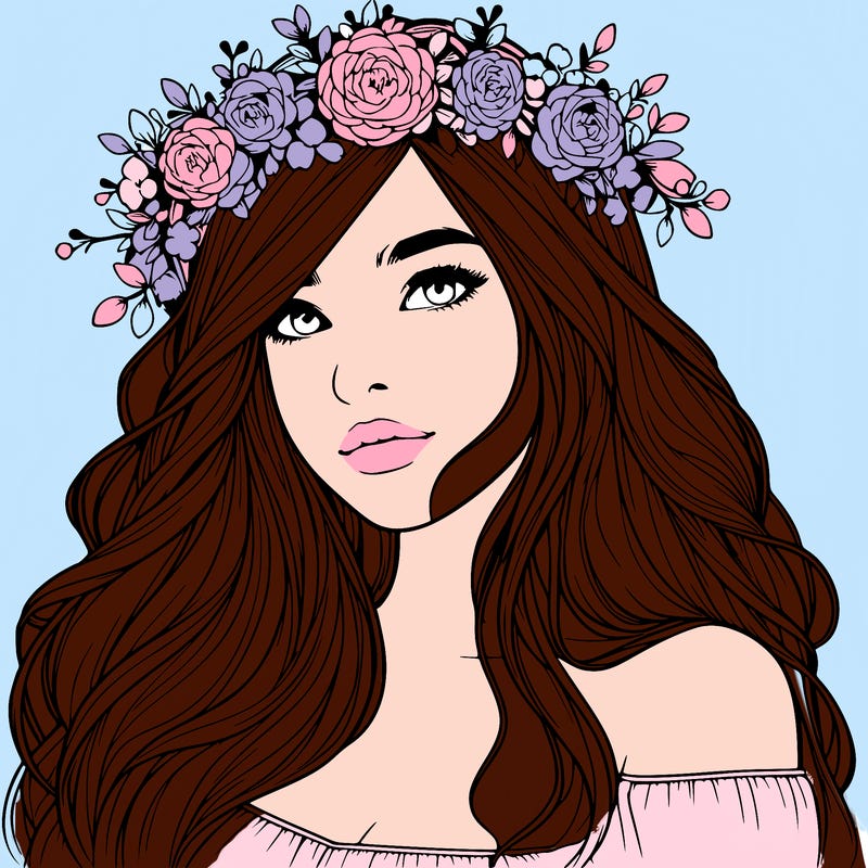 realistic girl with flower crown