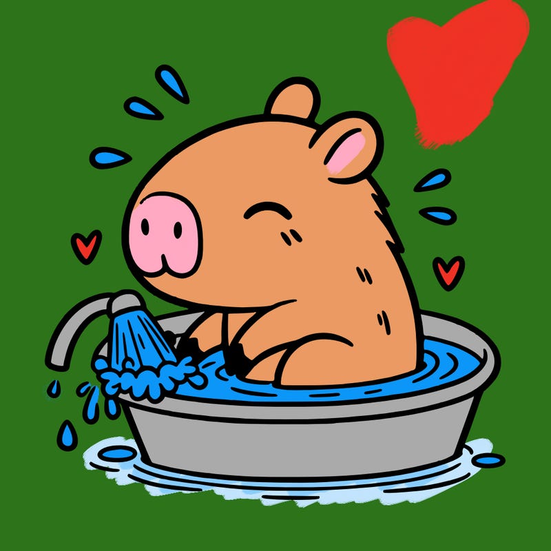 capybara taking a bath