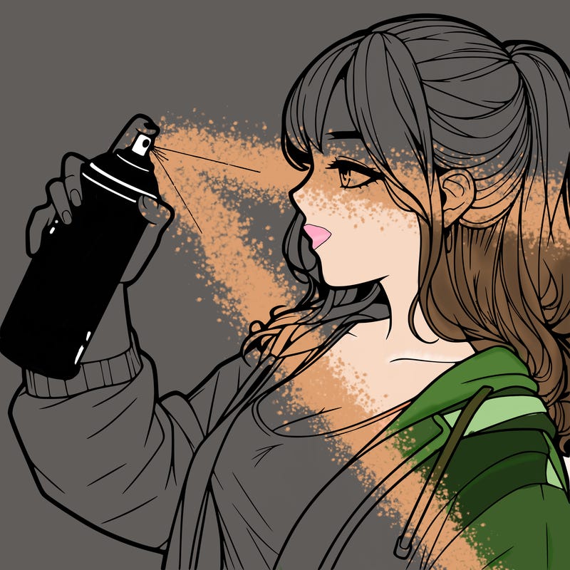a realistic girl spray, painting
