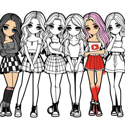 a group of girls realistic