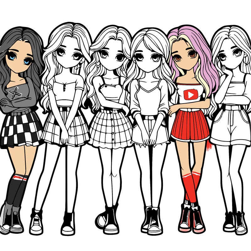 a group of girls realistic