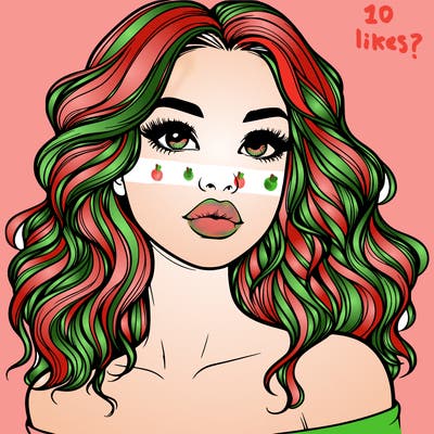 realistic girl with wavy hair and lips