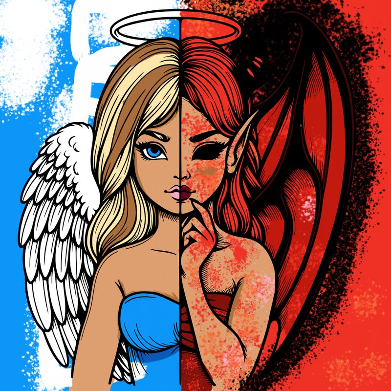 realistic angel half demon