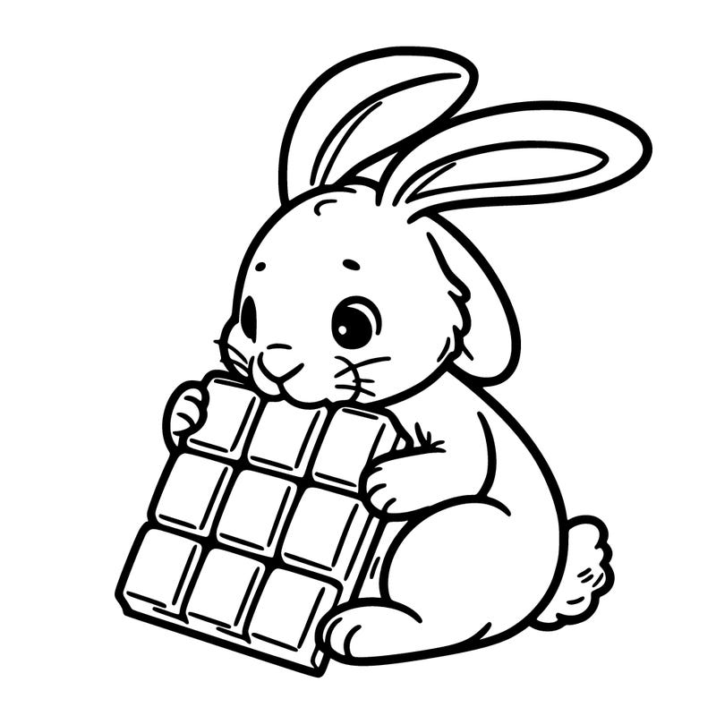 rabbit eating chocolate