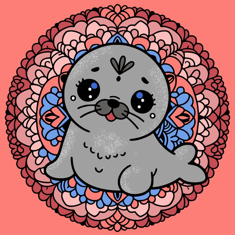a cute baby seal mandala