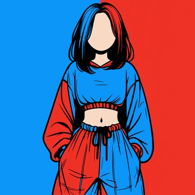 realistic girl faceless with baggy pants and a crop top