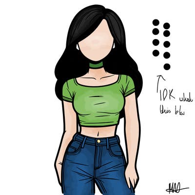 girl with a crop top and jeans