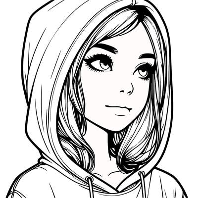 realistic girl with hoodie on