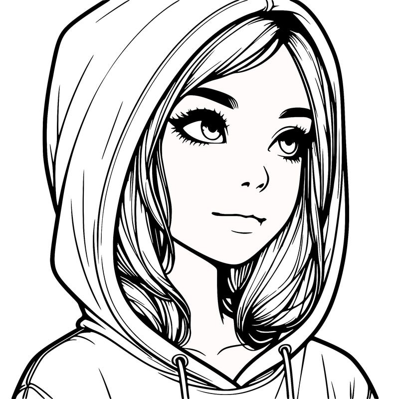 realistic girl with hoodie on