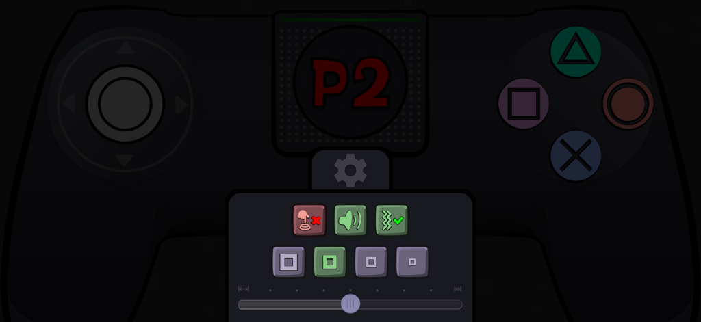 GamePad Link - GamePad Link settings for player two showing controller size and sound options
