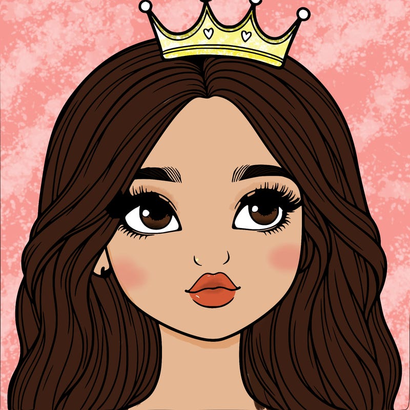 a realistic girl with a crown on