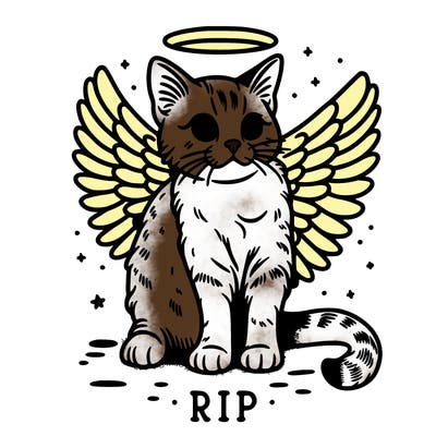 rip cat realistic cat with angel wings
