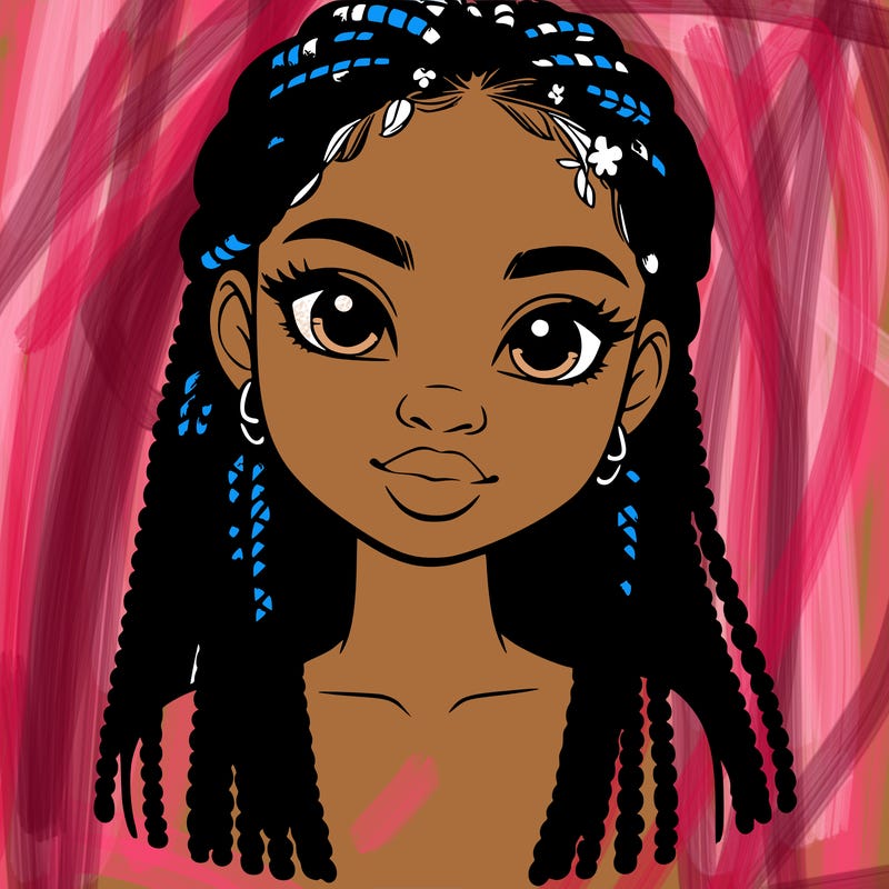 a realistic black girl with braids