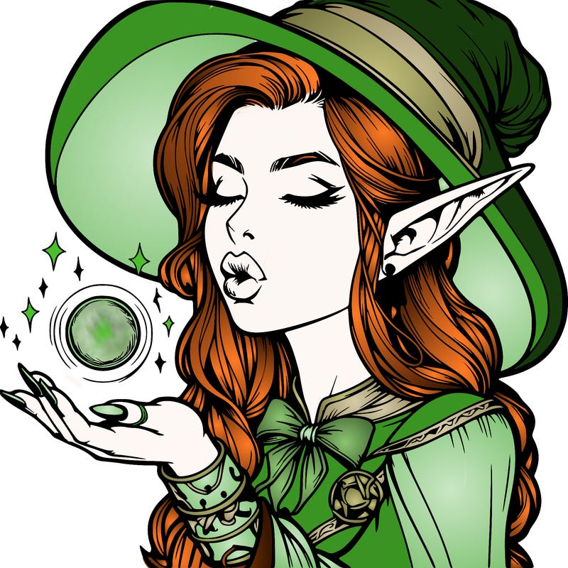 realistic elf casting a spell with lips