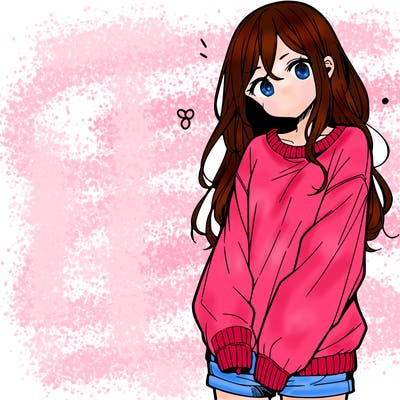 manga teen girl  in a sweater and baggy pants