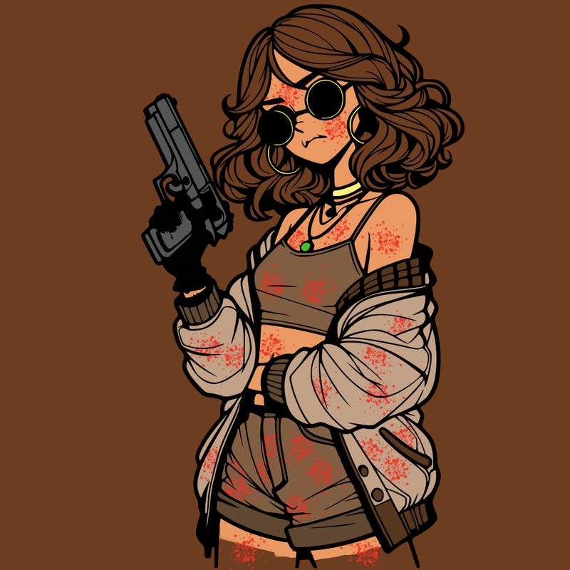 stylish teenage girl with gun
