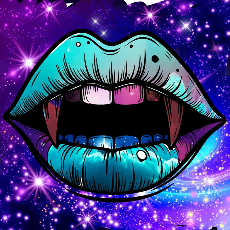 lips with vampire teeth
