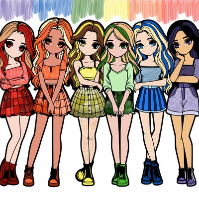 a group of girls realistic