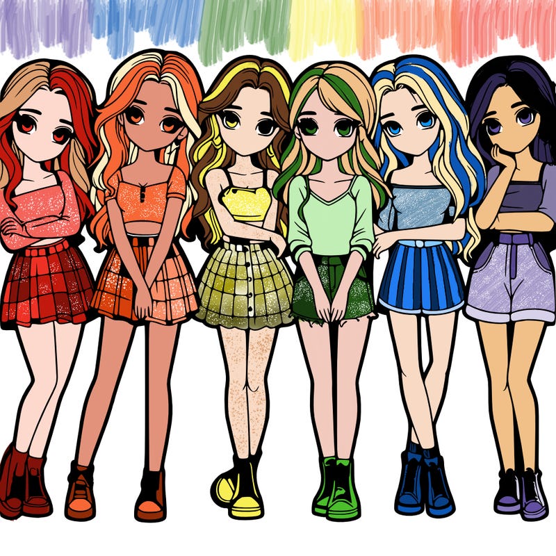 a group of girls realistic